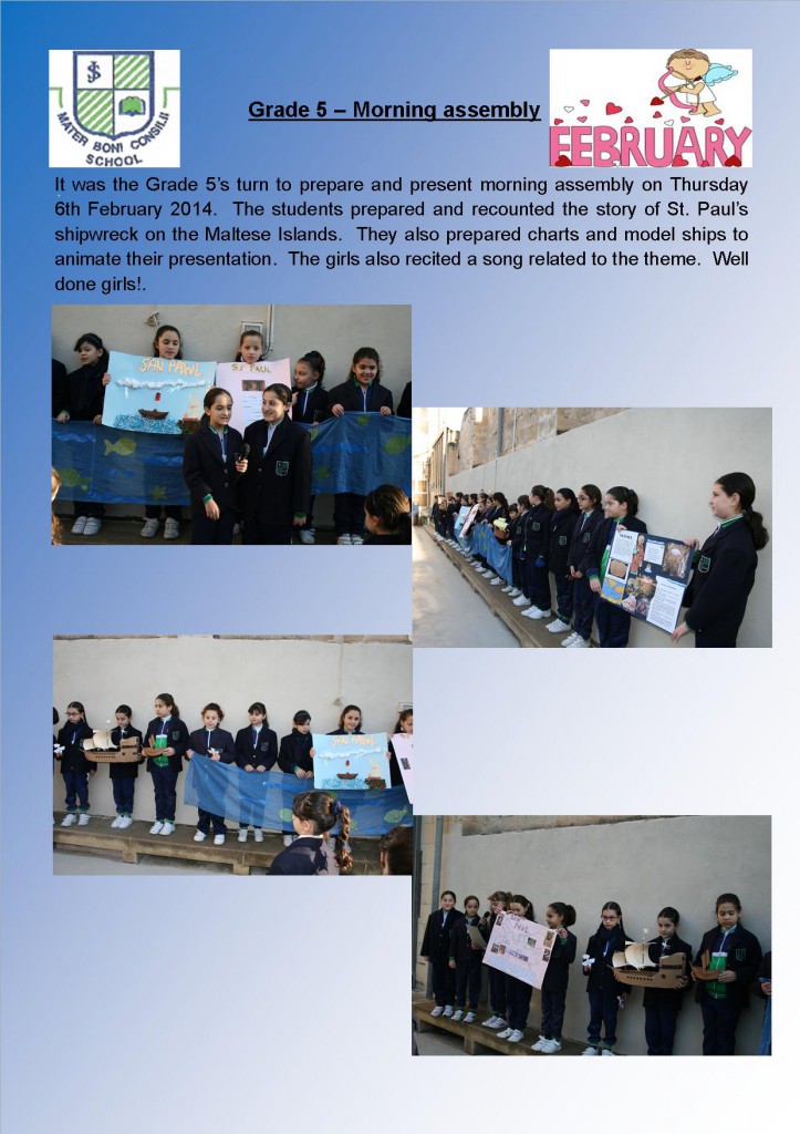 Grade 5 Assembly - Feb 2014